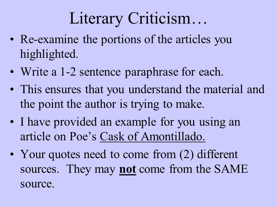 How to write a literary criticism